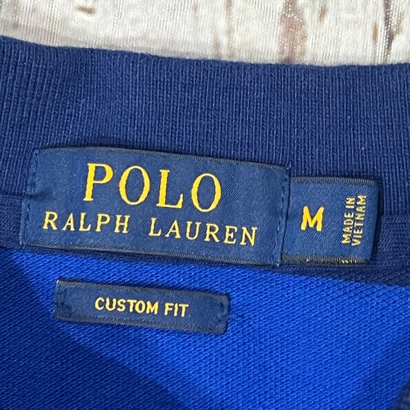 Polo Ralph Lauren Custom Fit Blue Striped Mens Short Sleeve Polo Golf Shirt - Picture 4 of 4